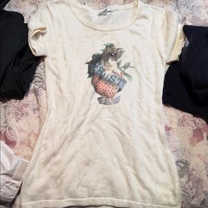 Cache Cream Cat Graphic Tee trust me cashmere blend